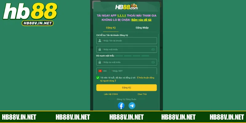 Điền thông tin đăng ký HB88 vào biểu mẫu theo yêu cầu 